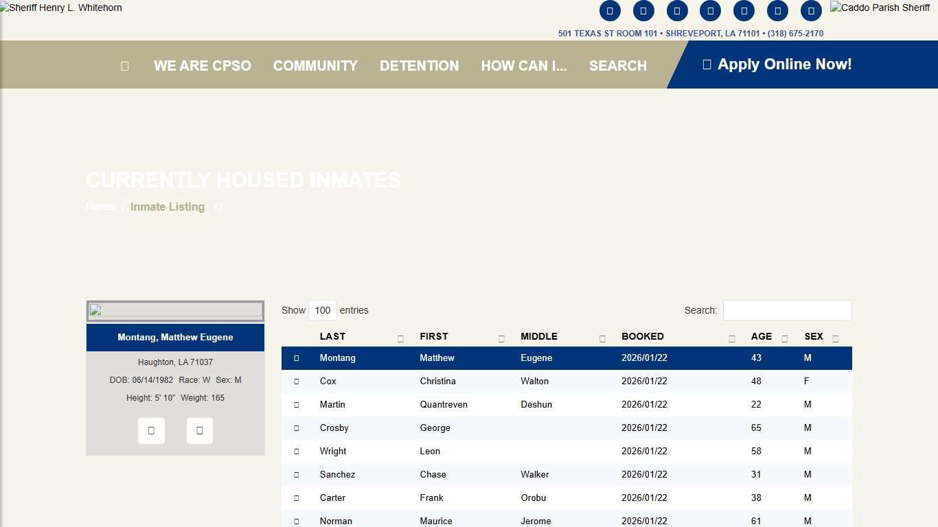 Caddo Correctional Center Inmates