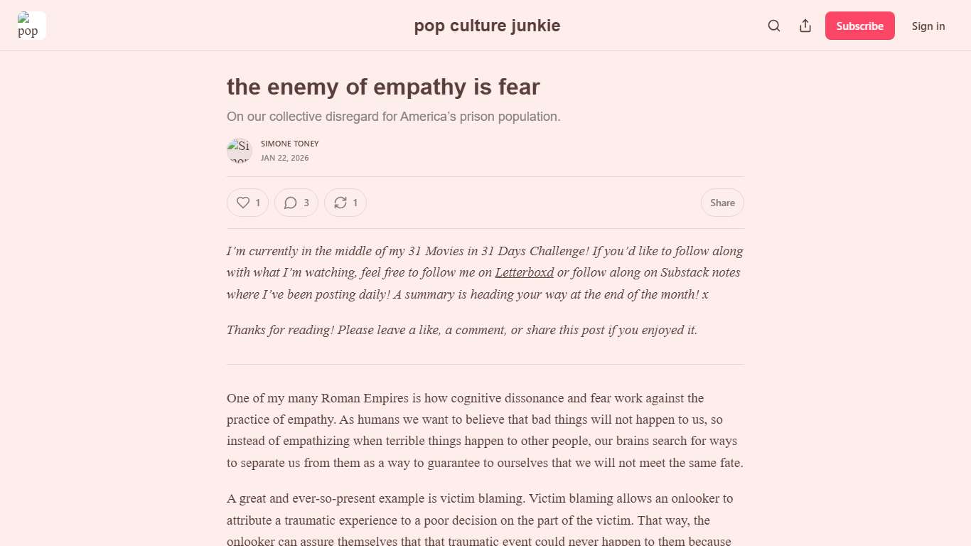 the enemy of empathy is fear - by Simone Toney